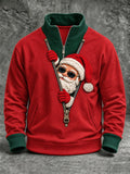 Men's Fun Santa Peeking Print Sweatshirt