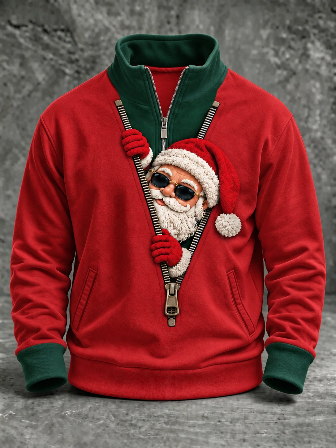 Men's Fun Santa Peeking Print Sweatshirt