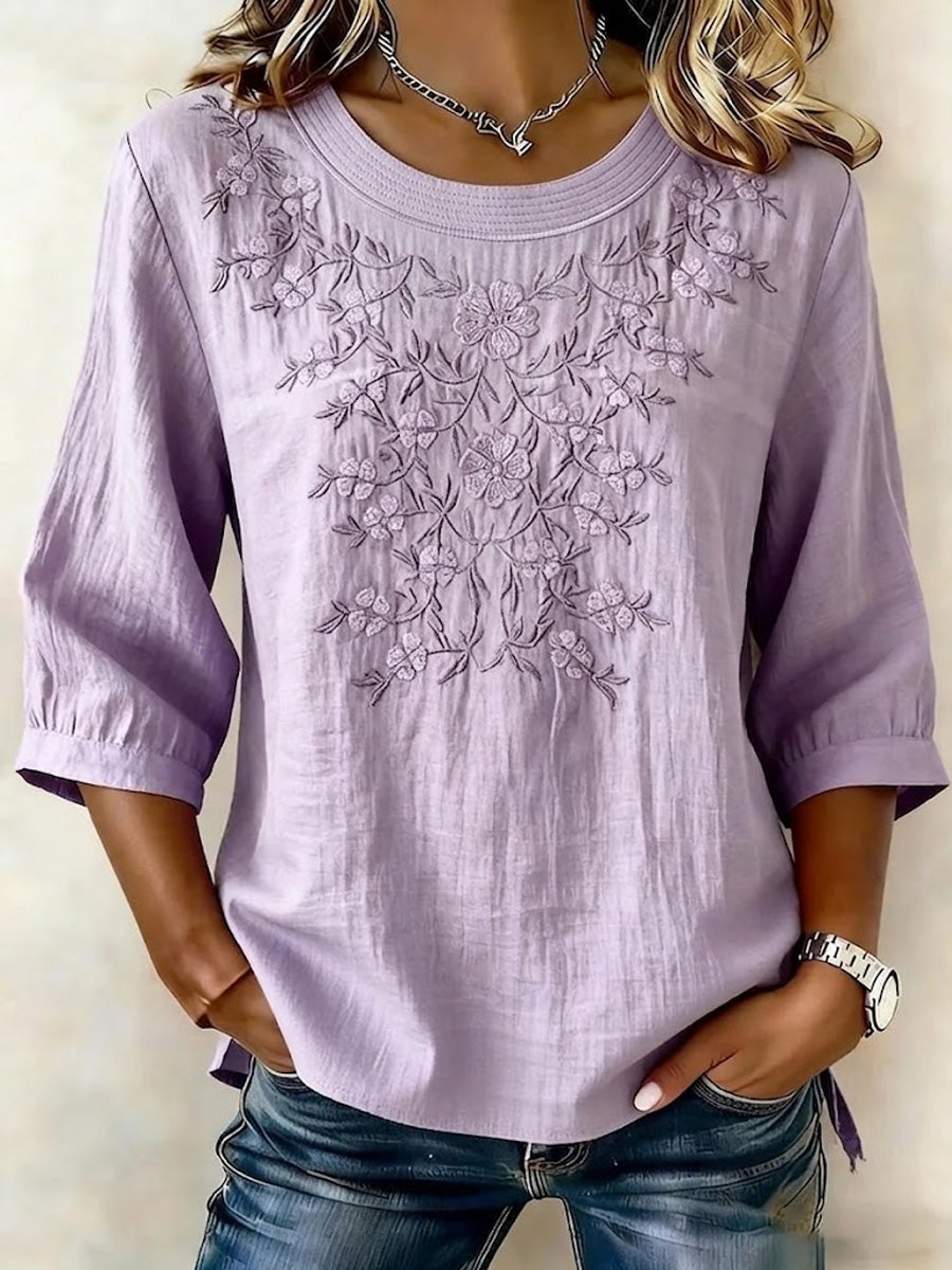 Women's Linen-Cotton Printed Tops