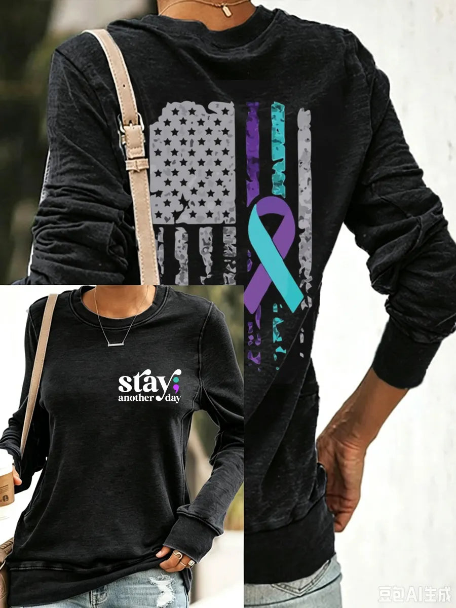 Women's Suicide Prevention Awareness Month Print Casual Sweatshirt