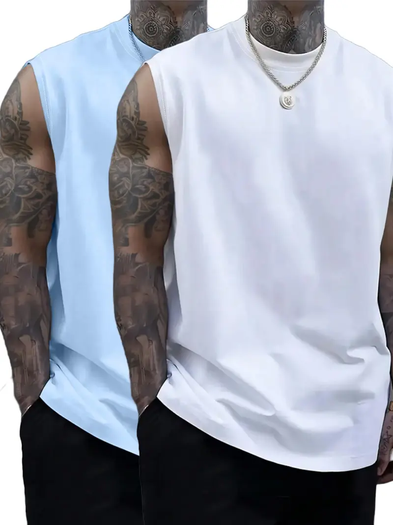 Men's Solid Color Round Neck Tank Top