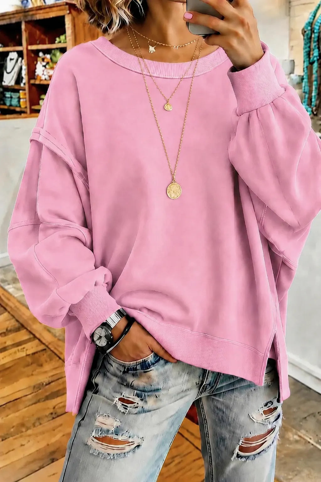 Womens Oversized Crewneck Sweatshirts Casual Long Sleeve Shirts Loose Fit Hoodies
