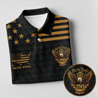 We The People 250 Years Golf Ball Pattern Black Golf Shirt, 4th Of July Patriotic Golf Shirts For Men