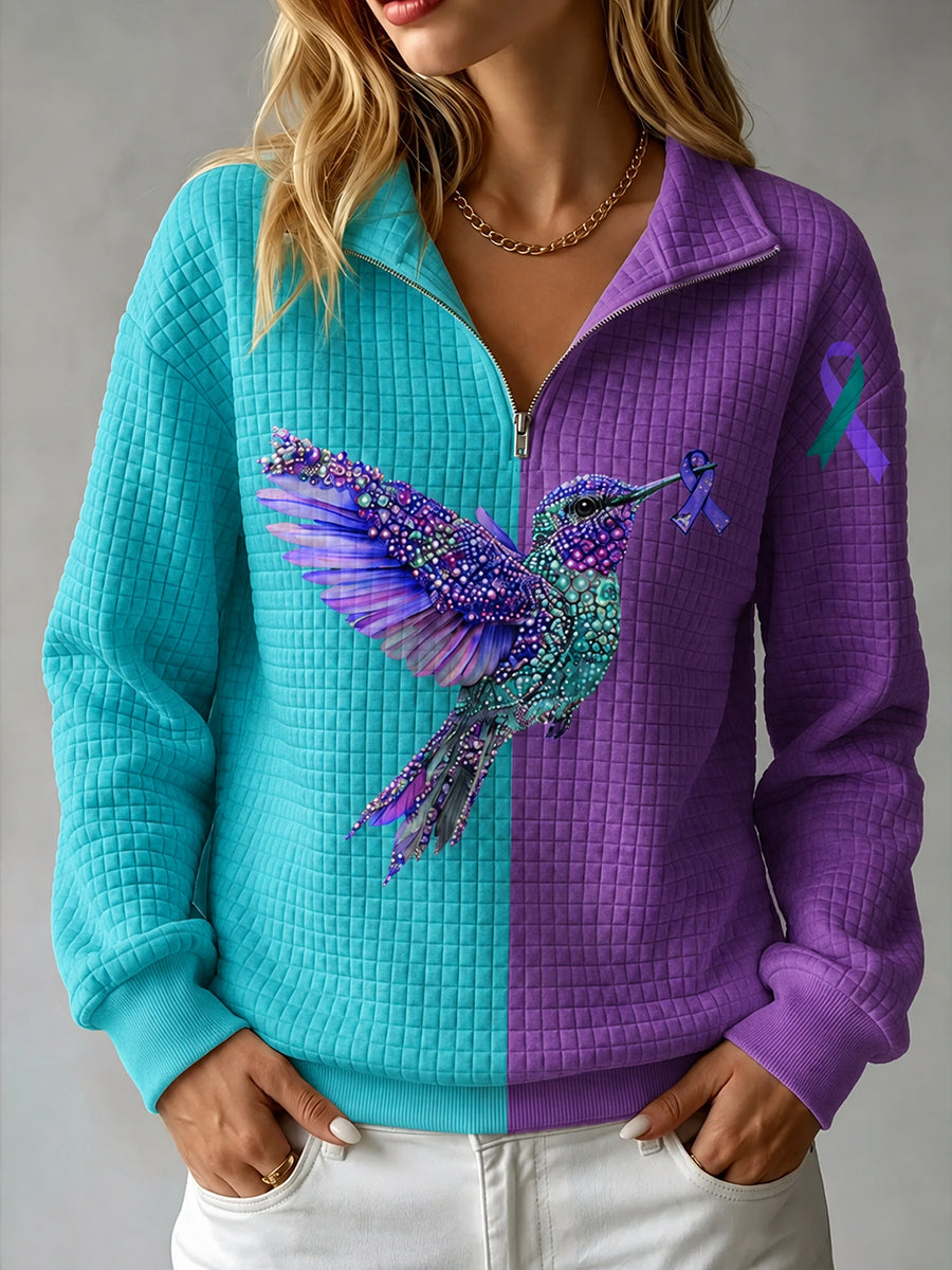 Women's Suicide Prevention Awareness Mental Health Printed Waffle Sweatshirt