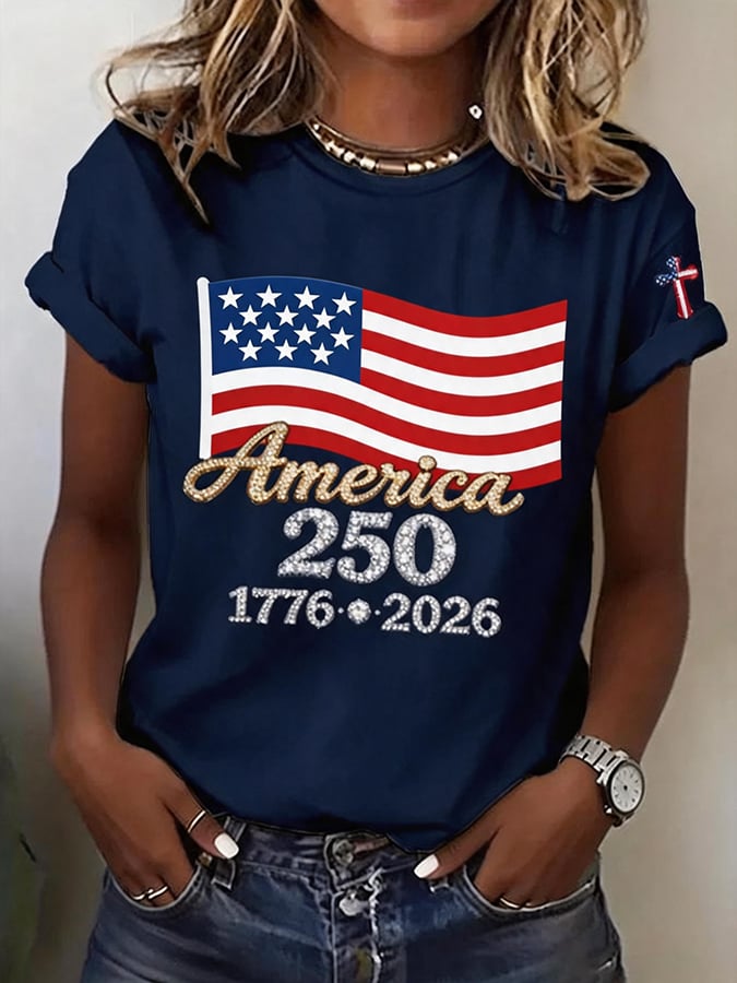 Women'S Independence Day Print Short-Sleeve Top