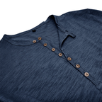 Men's Henley Collar Bamboo Cotton Long-Sleeved Top