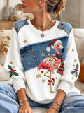 Women's Flamingo Christmas Print Sweatshirt