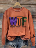 🔥HOT SALE🔥Women's WTF Witches Treats Frights Printed Sweatshirt