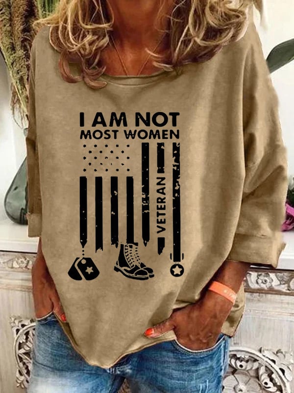 Women's I'M Not Most Women Veteran Print Casual Long Sleeve T-Shirt