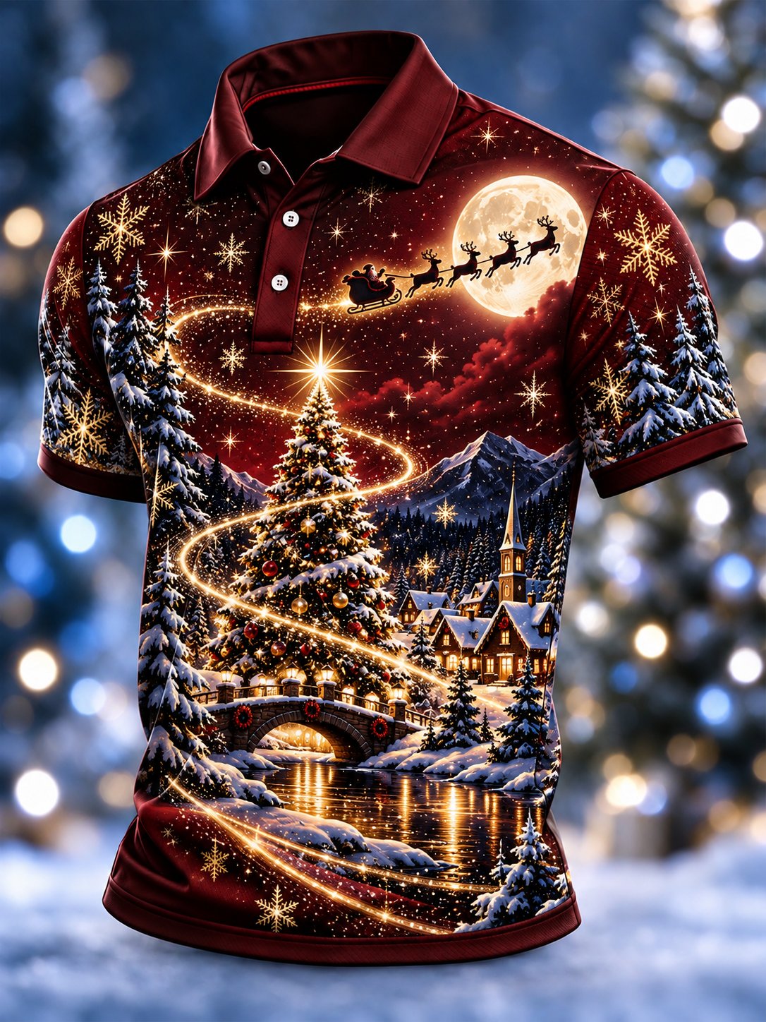 Men's Christmas Print Polo Shirt