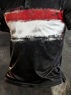 Men's Retro Patriotic Color-Block Short-Sleeve Polo Shirt