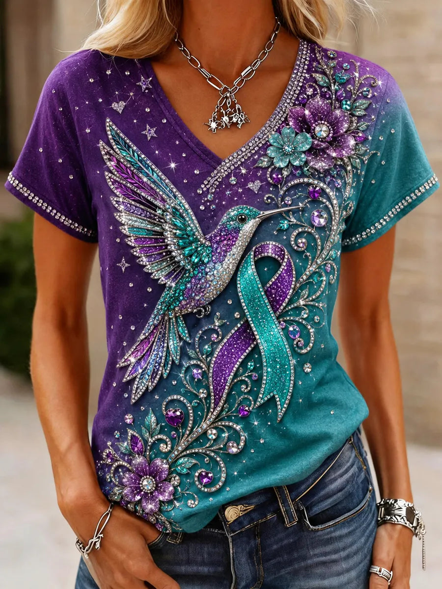 Women's Mental Health Floral Art Print T-Shirt