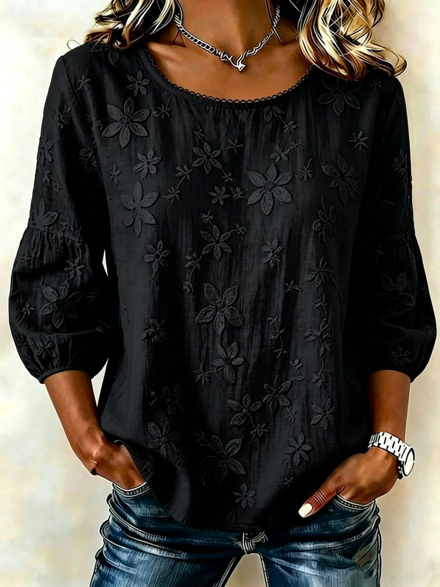 Women'S Cotton And Linen Printed Top