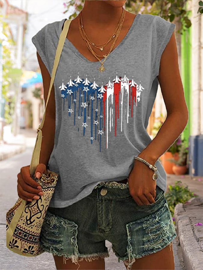 Women's  Flag Independence Day Printed Sleeveless Casual Tank Top