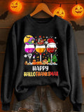 🔥HOT SALE🔥Women's Happy Hallothanksmas Wine  Print Casual Sweatshirt