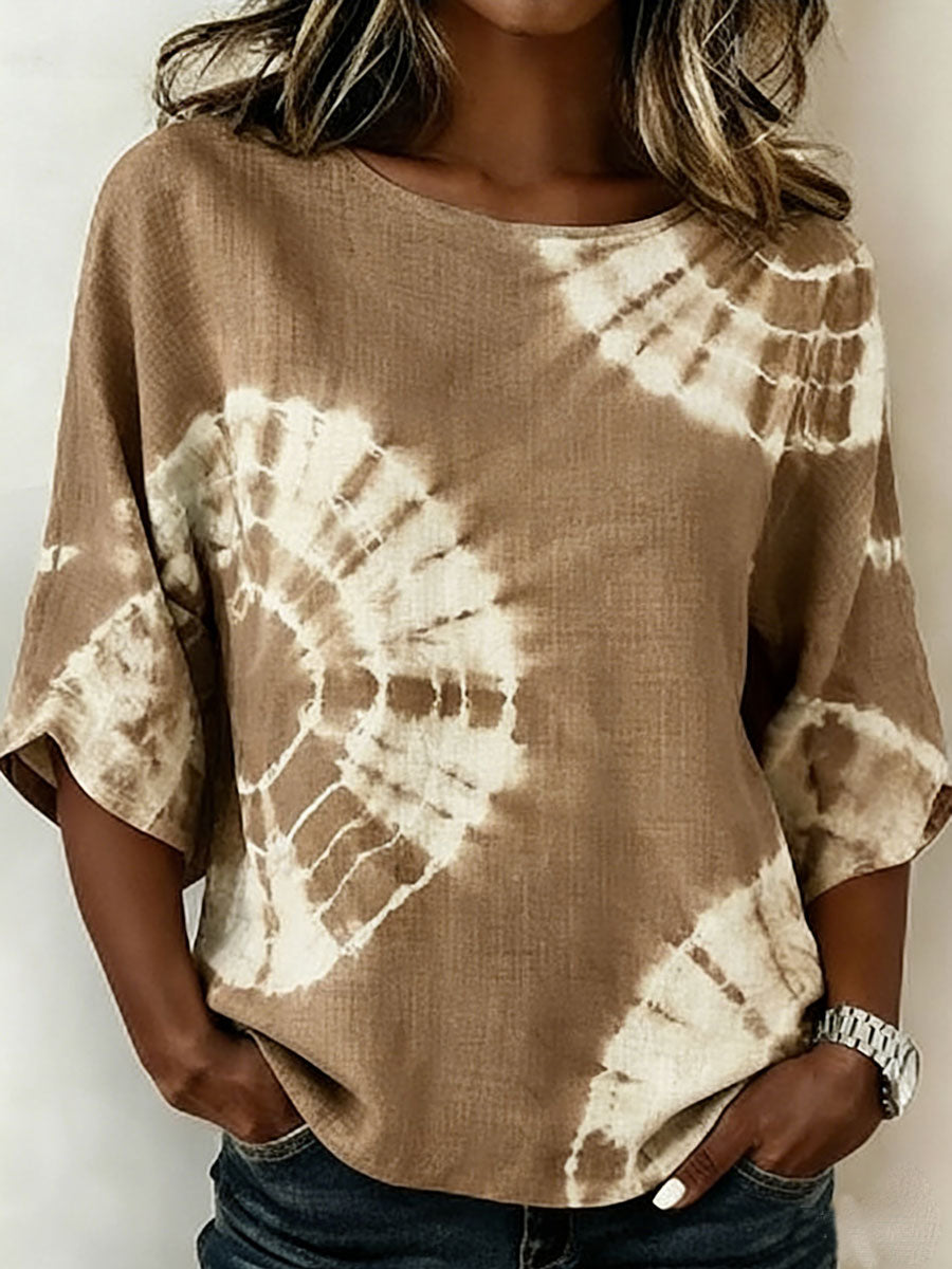 Women's Casual Floral Print Cotton Linen Shirt