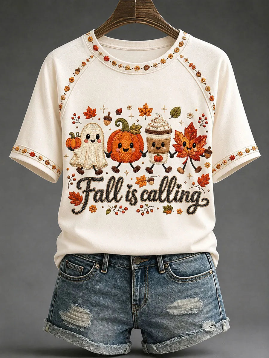 Women's Fall Is Calling Printed Casual T-Shirt