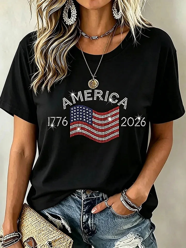 Women's Vintage Flag Art Print Tshirt