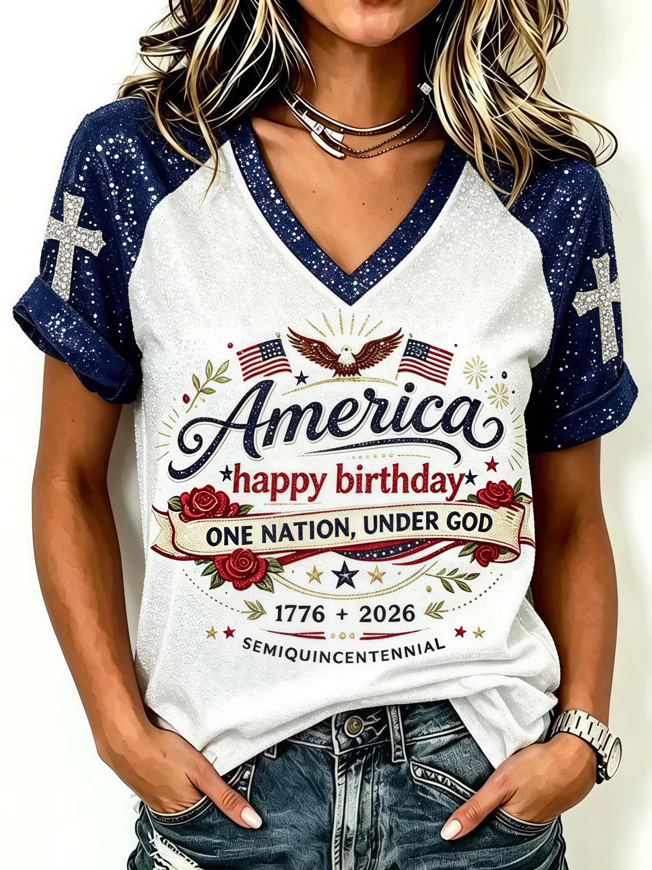 Women's Independence Day Faith Printed T-Shirt