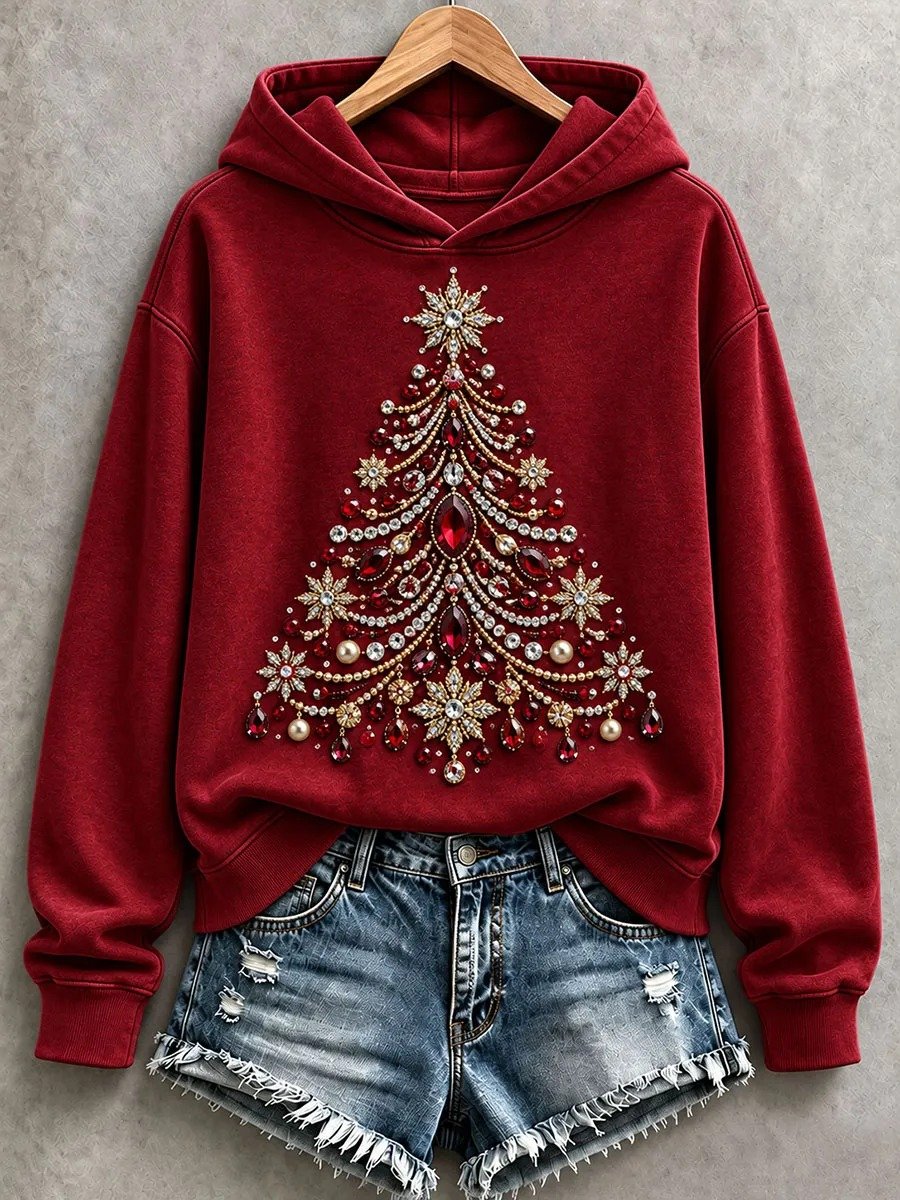 Minimalist Christmas Print Hoodie