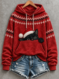 Damen-Hoodie mit Weihnachtskätzchen-Print