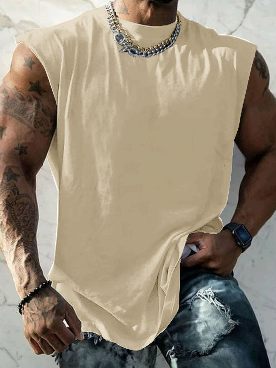 Men's Solid Color Round Neck Tank Top