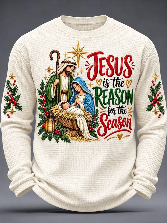 Men's Christmas Letter-Print Top