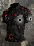 Men's Retro Patriot Color Block Polo Collar Short Sleeve
