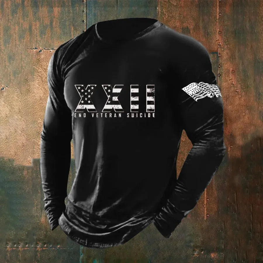 Men's End Veteran Suicide Veteran Suicide Awareness Print Crew Neck Sweatshirt