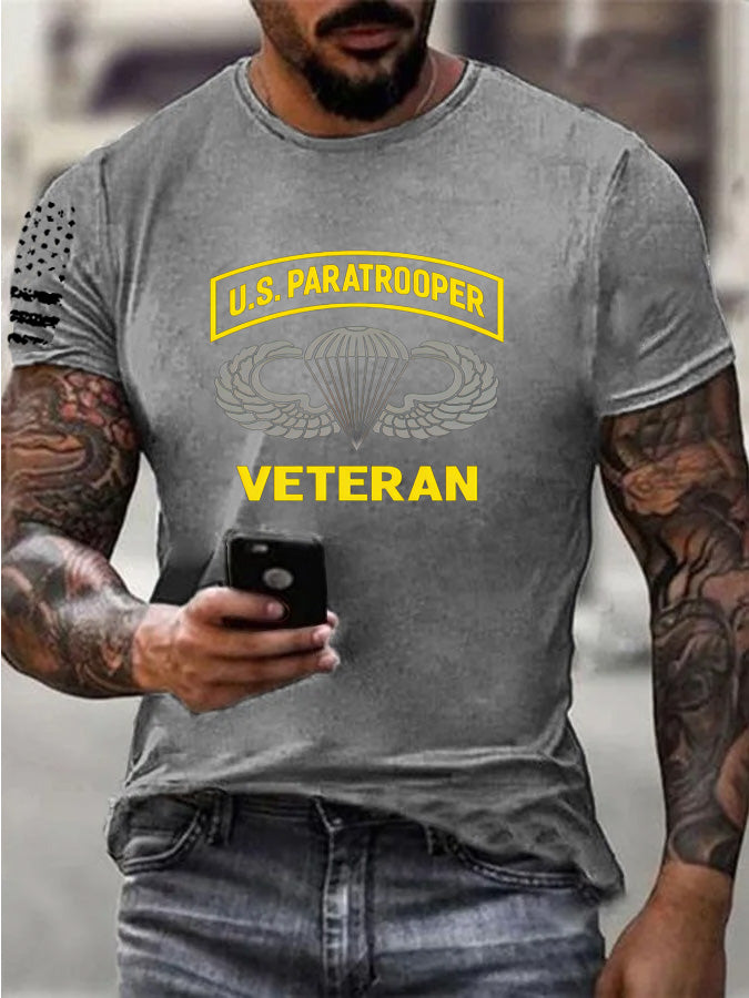 US Paratrooper Veteran Pattern  100% Cotton T-Shirt