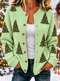 Women's Christmas printed knitted cardigan top