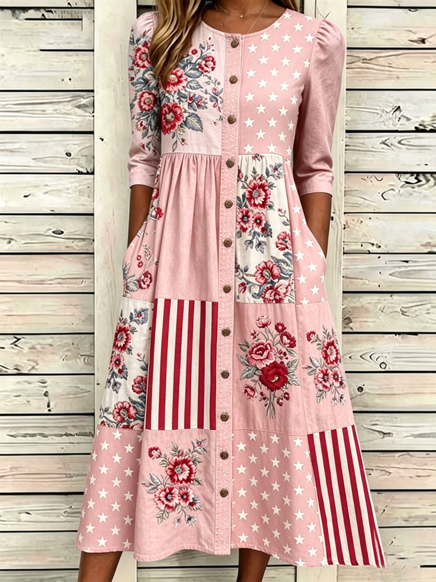 Women'S Casual American Independence Day Print Art Casual Dress