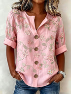 Women's Casual Short-Sleeve Cotton-Linen Top