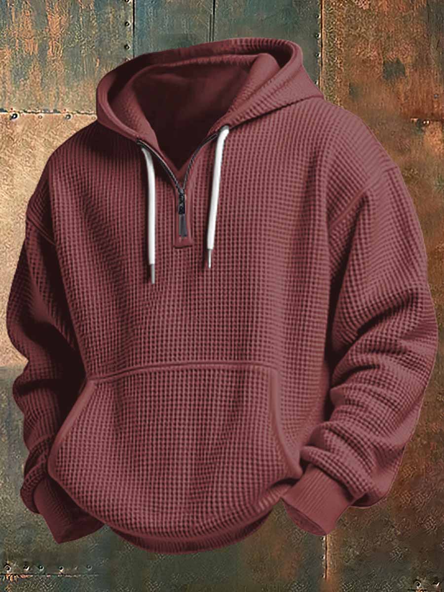 Men's Casual Waffle Belt Hoodie