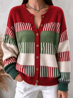 Women'S Color Blocking Retro Cardigan