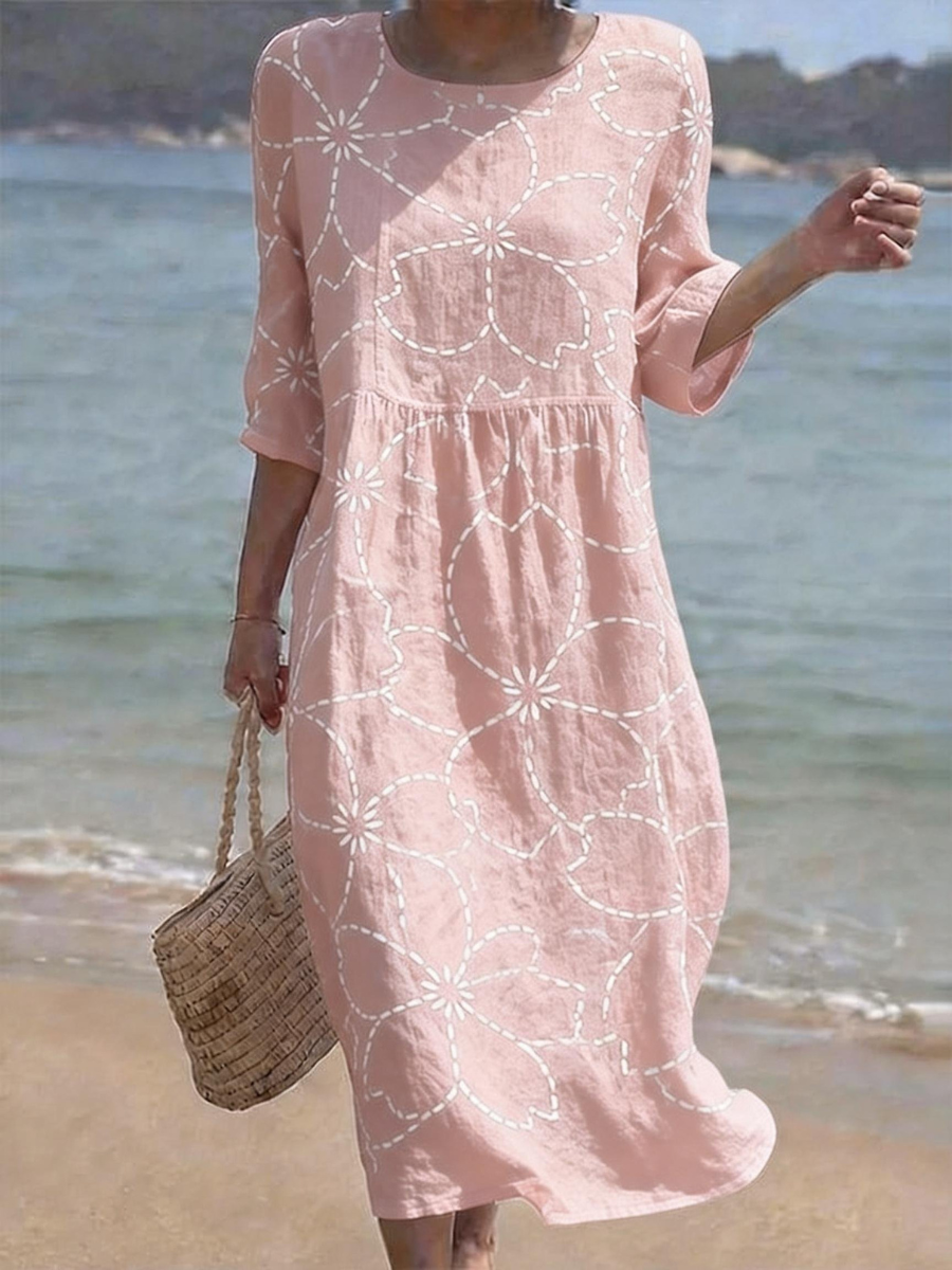Women's Casual Cotton Linen Dress