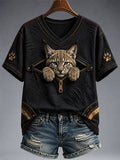 Women's Cute Cat  Printed Shirt