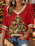 Women's Puerto Rico Christmas Printed T-shirt