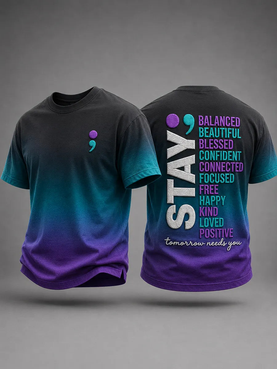 Men's Suicide Prevention Awareness Art Print Casual T-Shirt