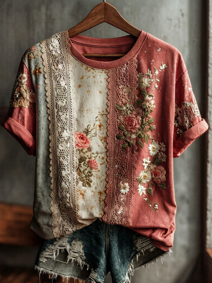 Vintage Floral Boho-Style Women's T-Shirt