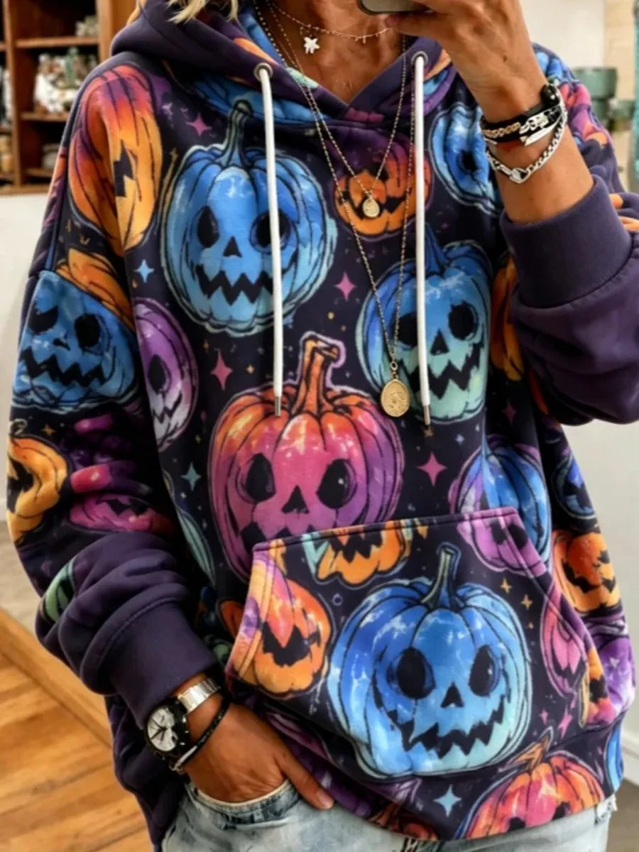Women Cartoon Long Sleeve Vintage Holiday Spring/Fall Hoodie