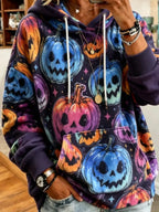 Women Cartoon Long Sleeve Vintage Holiday Spring/Fall Hoodie