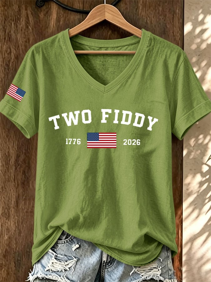 Women's Casual Two Fiddy Print Short-Sleeve T-Shirt