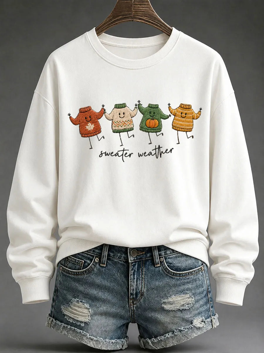 Women's 'Sweater Weather' Printed Casual Sweatshirt