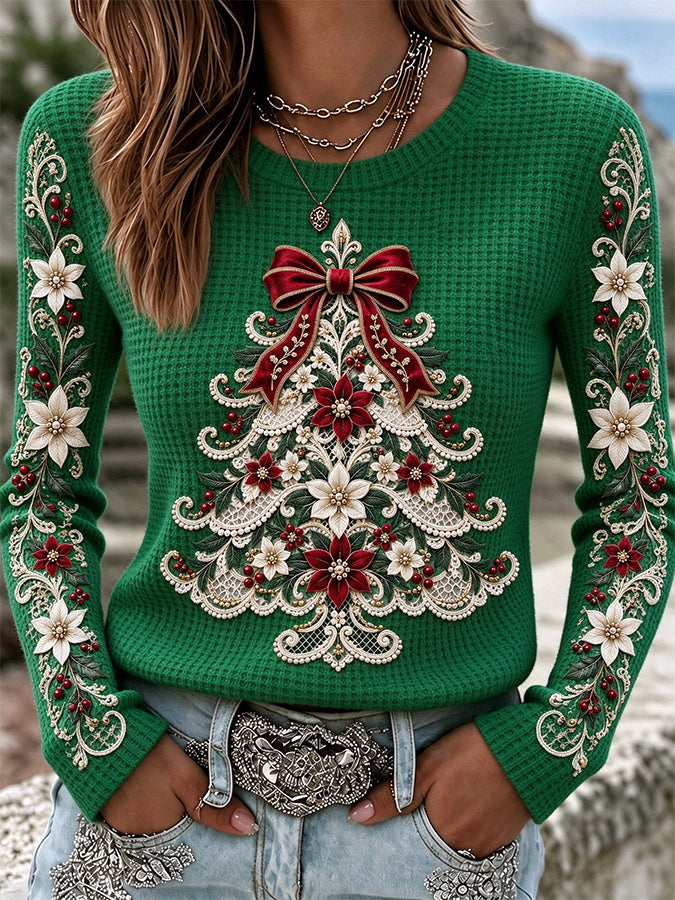 Women's Christmas Dwarf Printed Casual Top