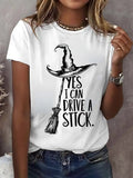 Women's Yes I Can Drive A Stick Printed Round Neck T-Shirt