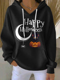 🔥HOT SALE🔥Women'S Casual Halloween Pumpkin Cat Hooded Sweatshirt