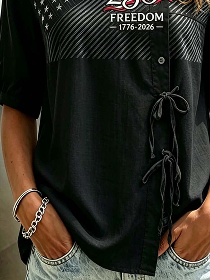Women'S Casual Independence Day Print Shirt