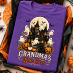 Grandma's Boo Crew Halloween Haunted House - Personalized Light Color Shirt - Gift for Grandma
