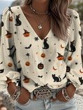 Women's Halloween Casual V-Neck Top